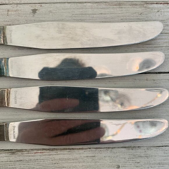 4 Meriden Silverplate Delight Knives Dinner Knife Floral Vintage 50s HTF Set 8.5 - Picture 6 of 10